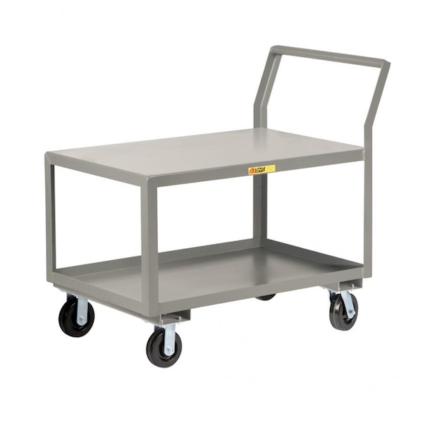 Sloped Handle HD Utility Cart, 3600 lb, Lip Shelves, 24" x 36", Brakes